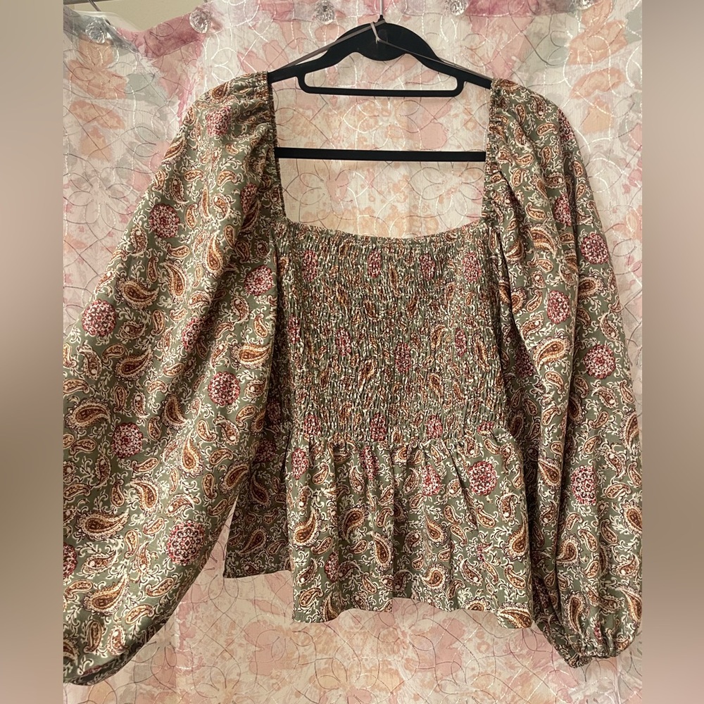 Paisley Smocked Top
